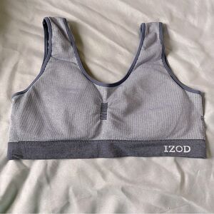 IZOD Blue and Light Blue Striped Soft Removable Cups Sports Bra Size 2X